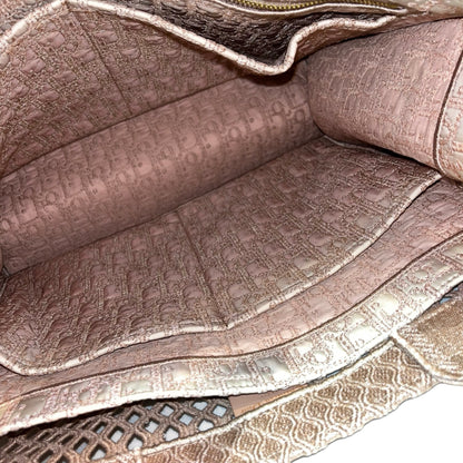Used DIOR Mesh Embroidery Book Tote Tote Bag Pink Beige