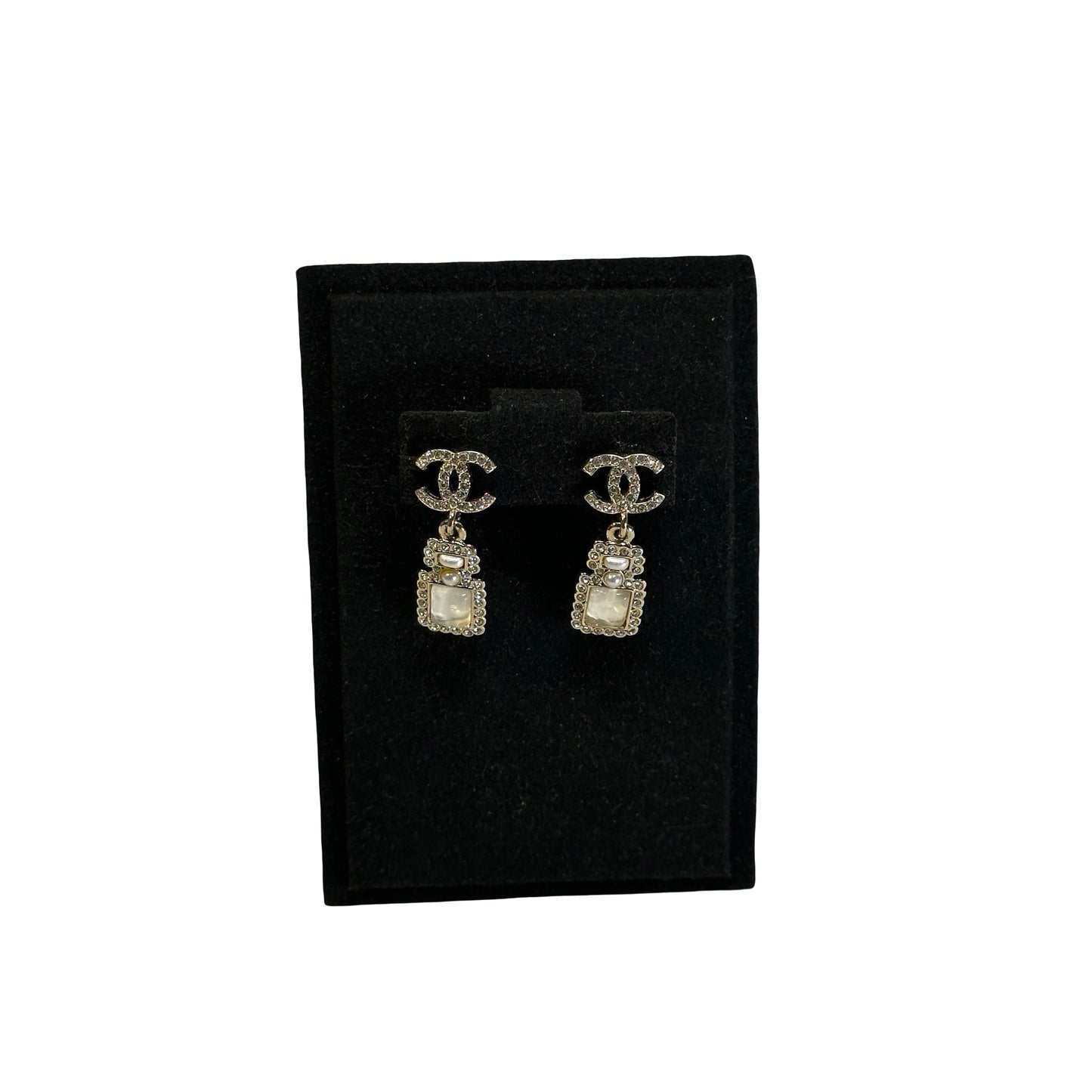 CHANEL CC Logo Crystal CC Crystal Drop Earrings Earrings Gold Clear