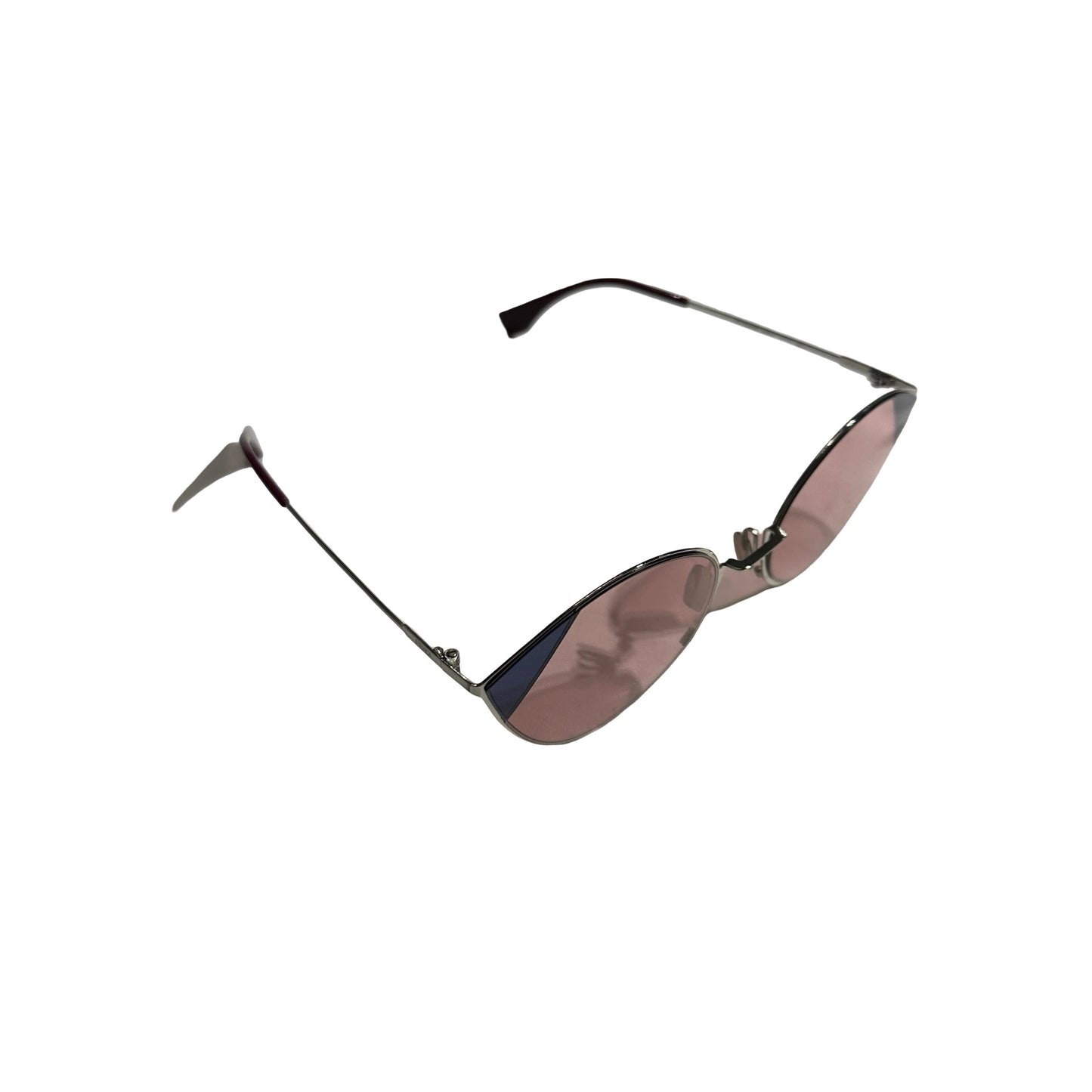 Used FENDI Cat Eye Sunglasses SUNGLASSESS Pink Silver