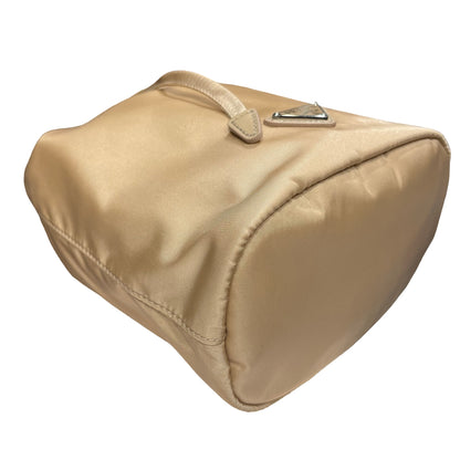 Prada Nylon Bucket Bag Beige with Silver Hardware