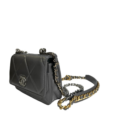 Used CHANEL Quilted Lambskin Chanel 19 Wallet On Chain Wallet on chain Grey GHW