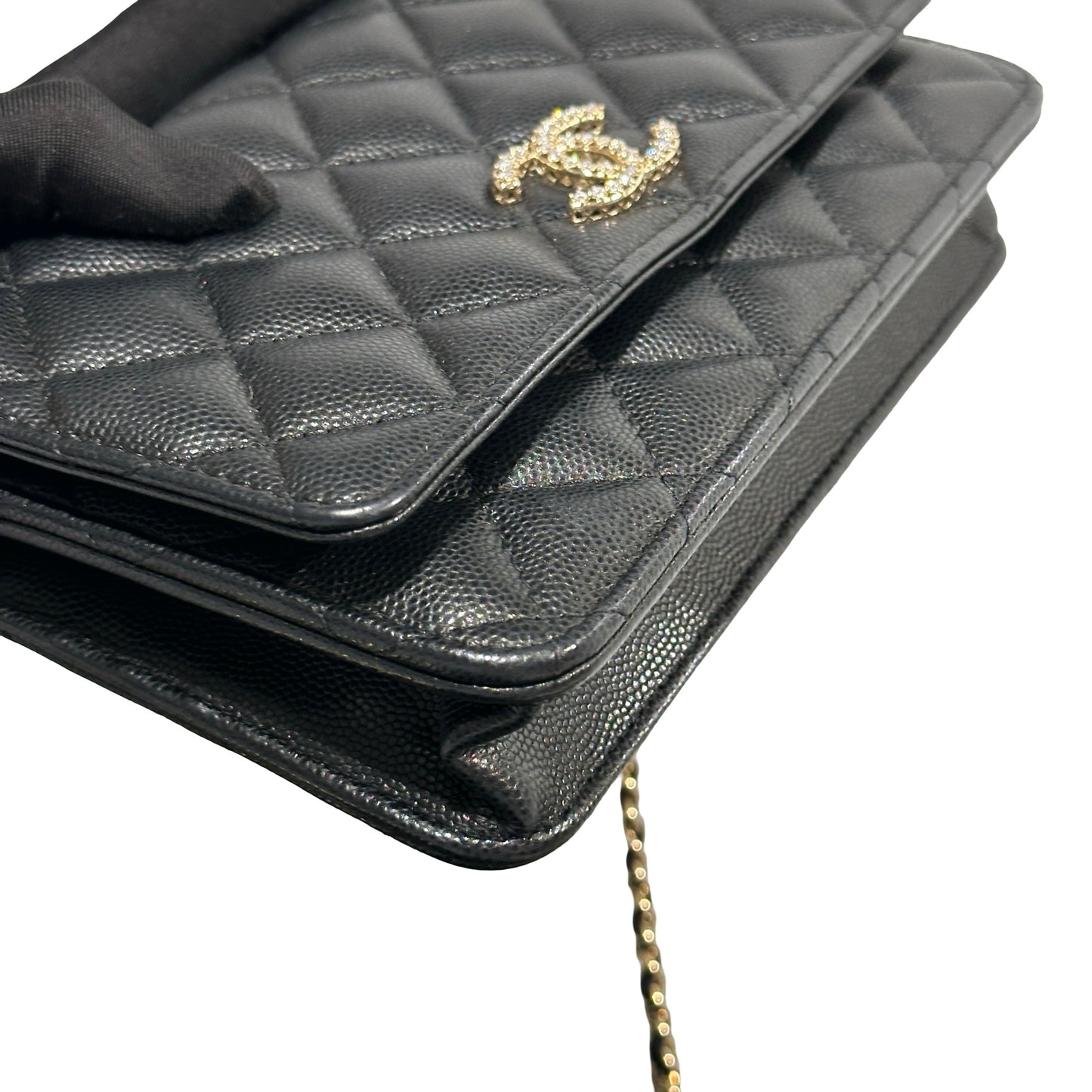 Used CHANEL Caviar Quilted WOC Wallet on chain Black GHW