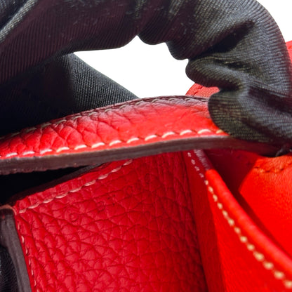 Used HERMES Clemence Halzan Shoulder Bag Red