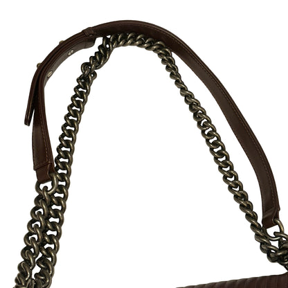 Used CHANEL Chevron Lambskin Boy Chain shoulder bag Burgundy