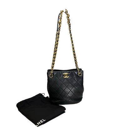 Used CHANEL Lambskin 23C Bucket Bag Black GHW