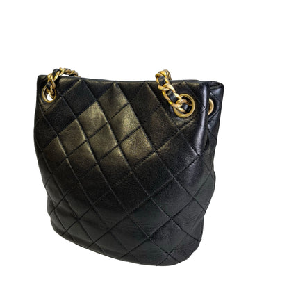 Used CHANEL Lambskin 23C Bucket Bag Black GHW