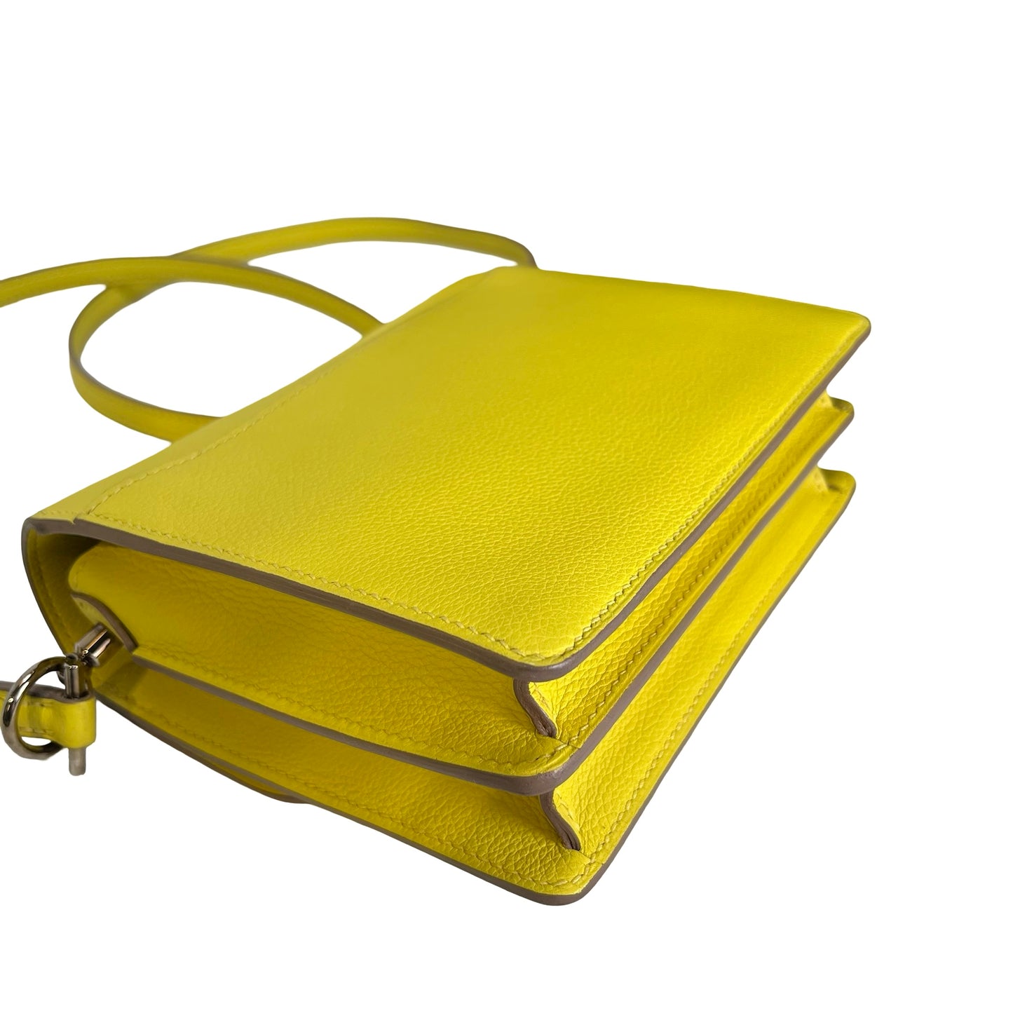 Used HERMES Evercolor Roulis Shoulder Bag YELLOW PHW