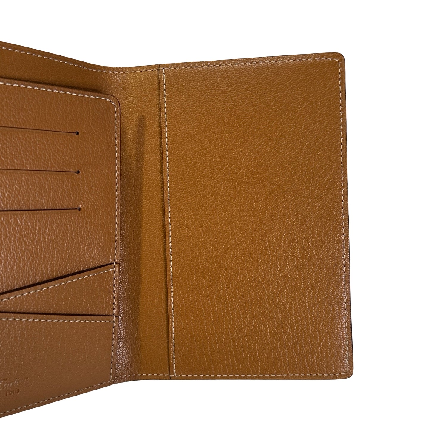 CARTIER Grained Leather Grained Leather Cover Passport Case Black