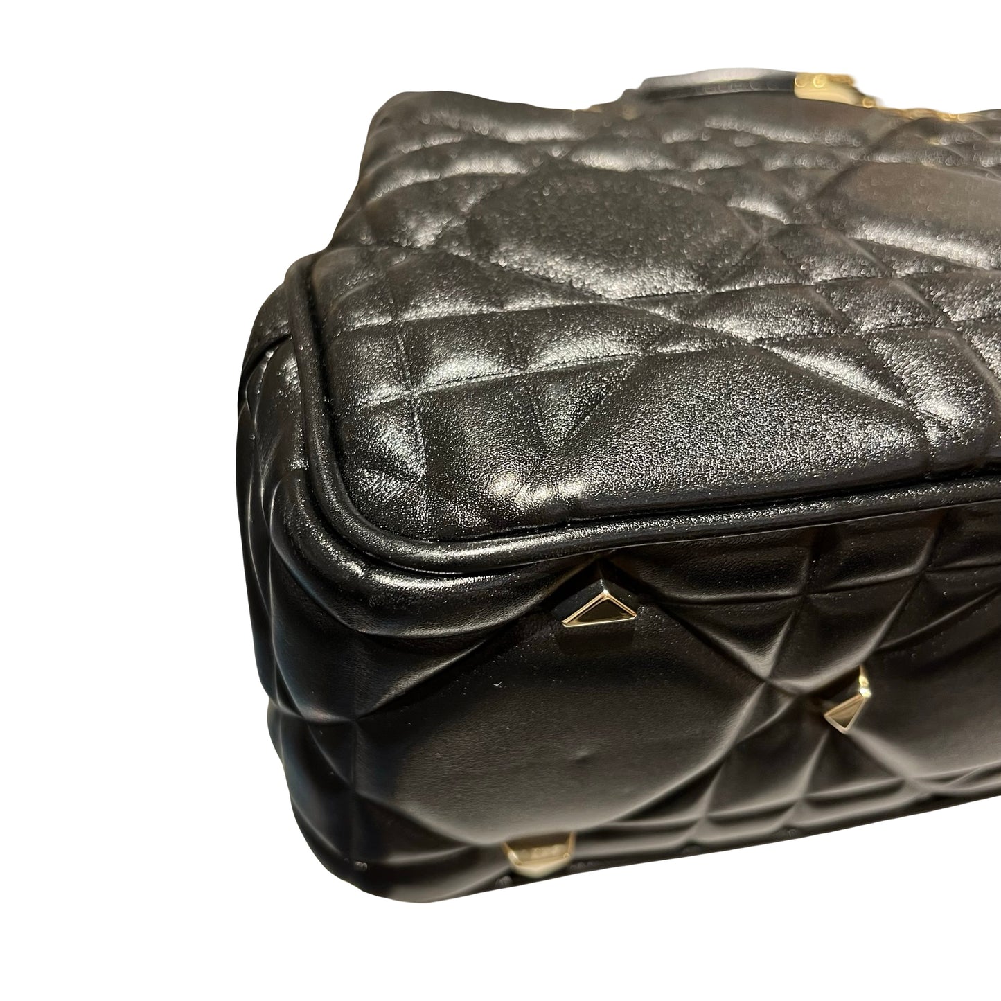Used Dior Lambskin Leather Lady Dior Tote Bag Black GHW