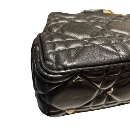 Used Dior Lambskin Leather Lady Dior Tote Bag Black GHW