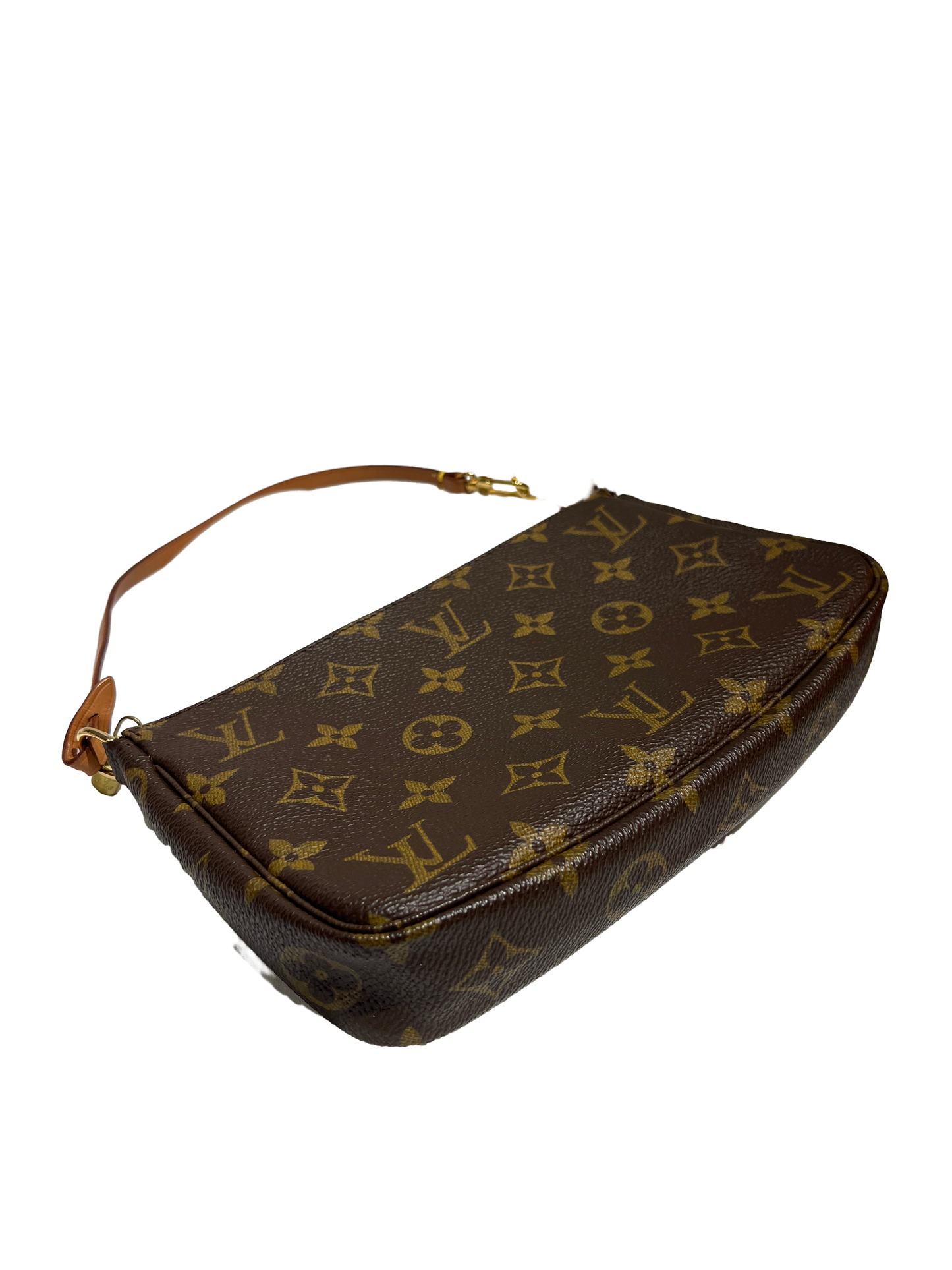Used Louis Vuitton Canvas Pochette Shoulder Bag GHW Brown