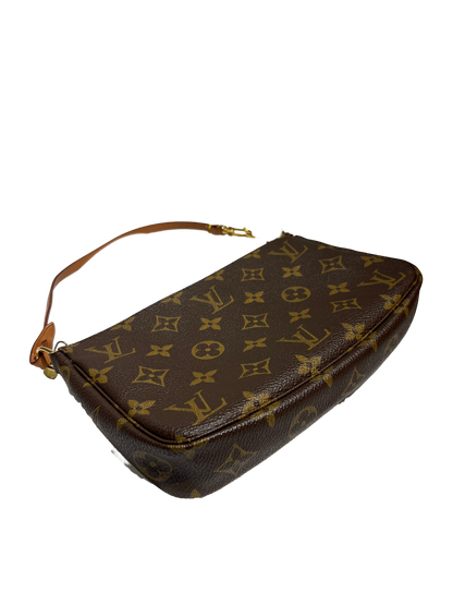 Used Louis Vuitton Canvas Pochette Shoulder Bag GHW Brown