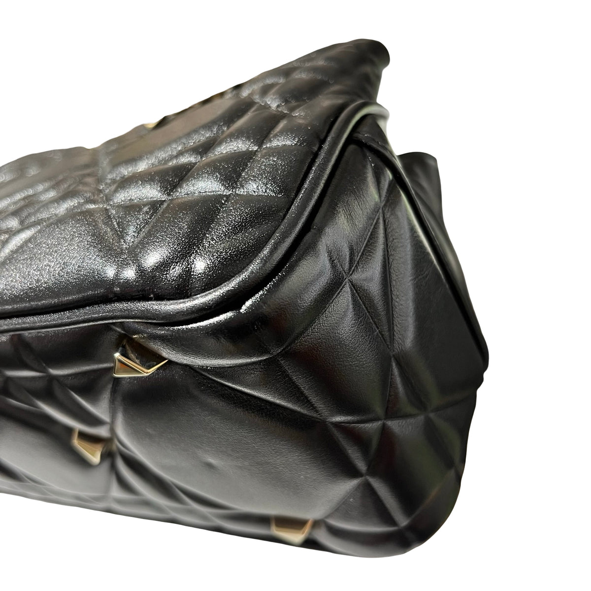 Used Dior Lambskin Leather Lady Dior Tote Bag Black GHW