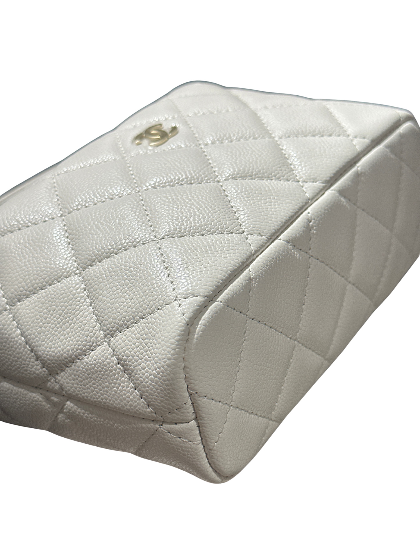 CHANEL Quilted Caviar Chanel Hobo Hobo Bag White