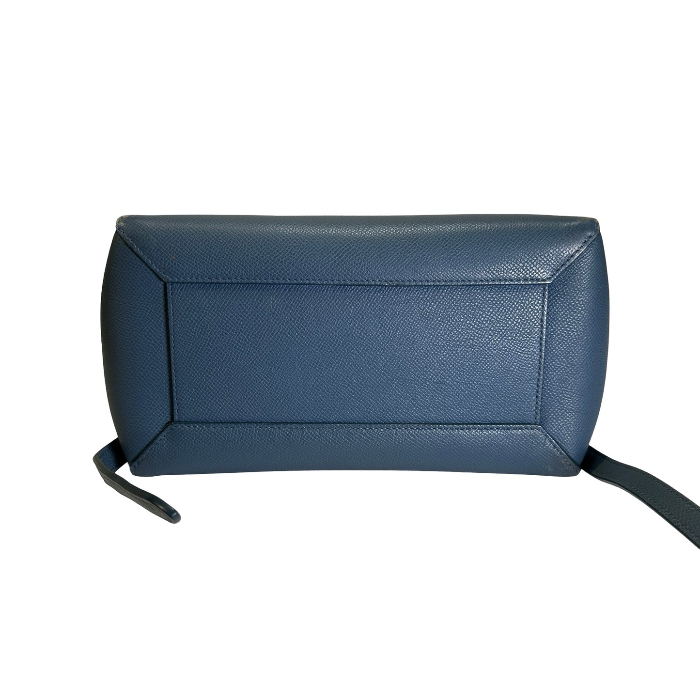 Used CELINE Grained Calfskin Nano Belt Bag Shoulder Bag Blue PHW