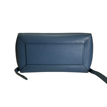 Used CELINE Grained Calfskin Nano Belt Bag Shoulder Bag Blue PHW