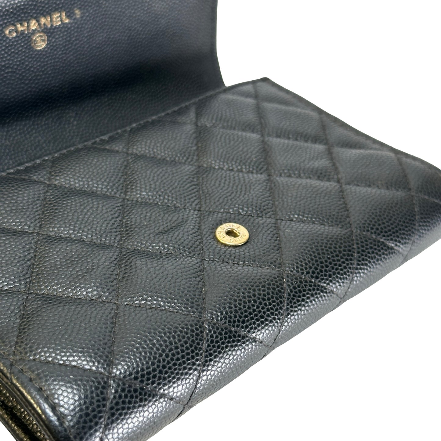 Used CHANEL Quilted Caviar Classic Flap Wallet Wallet Black