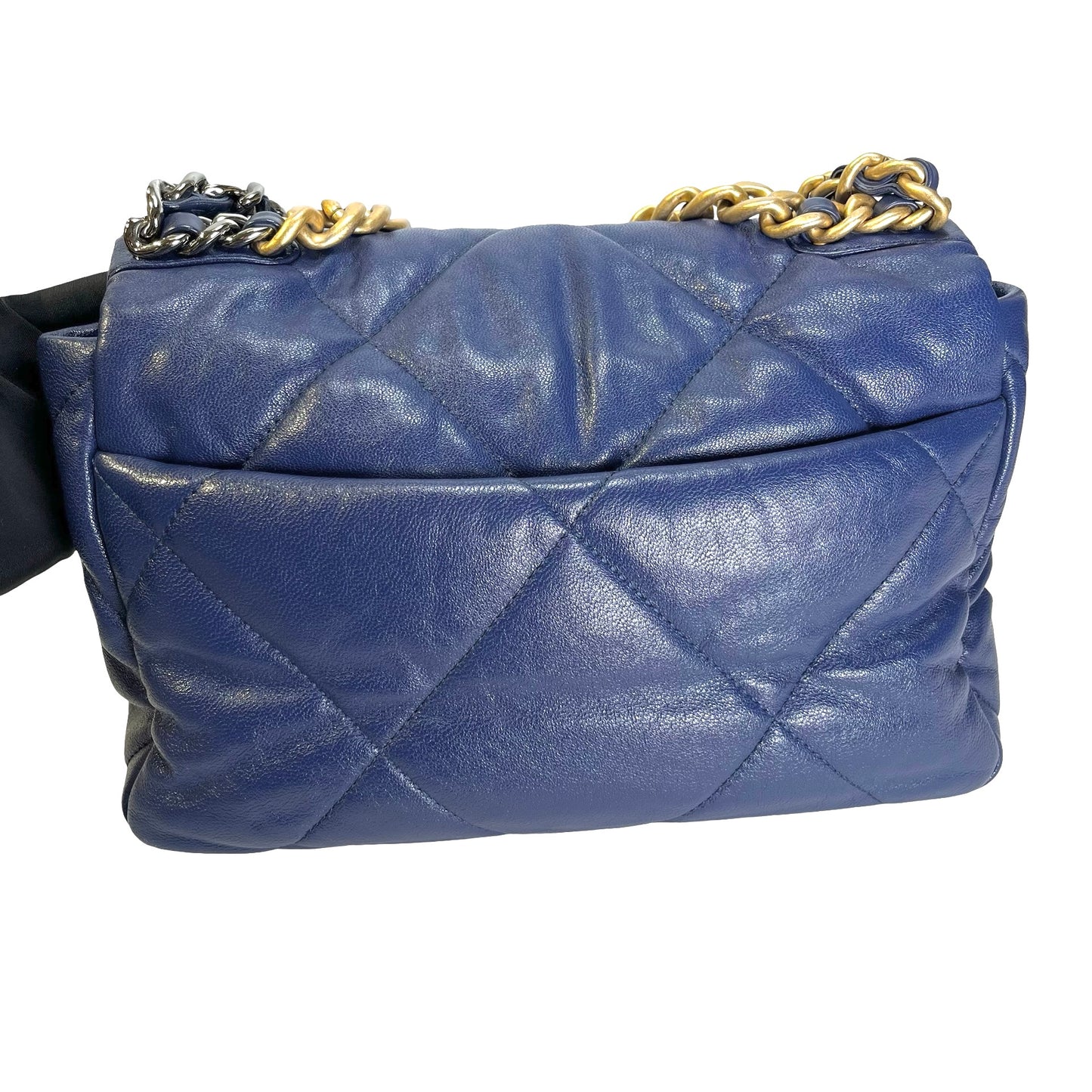 Used CHANEL Lambskin Quilted 19 Bag Shoulder Bag Navy Blue GHW