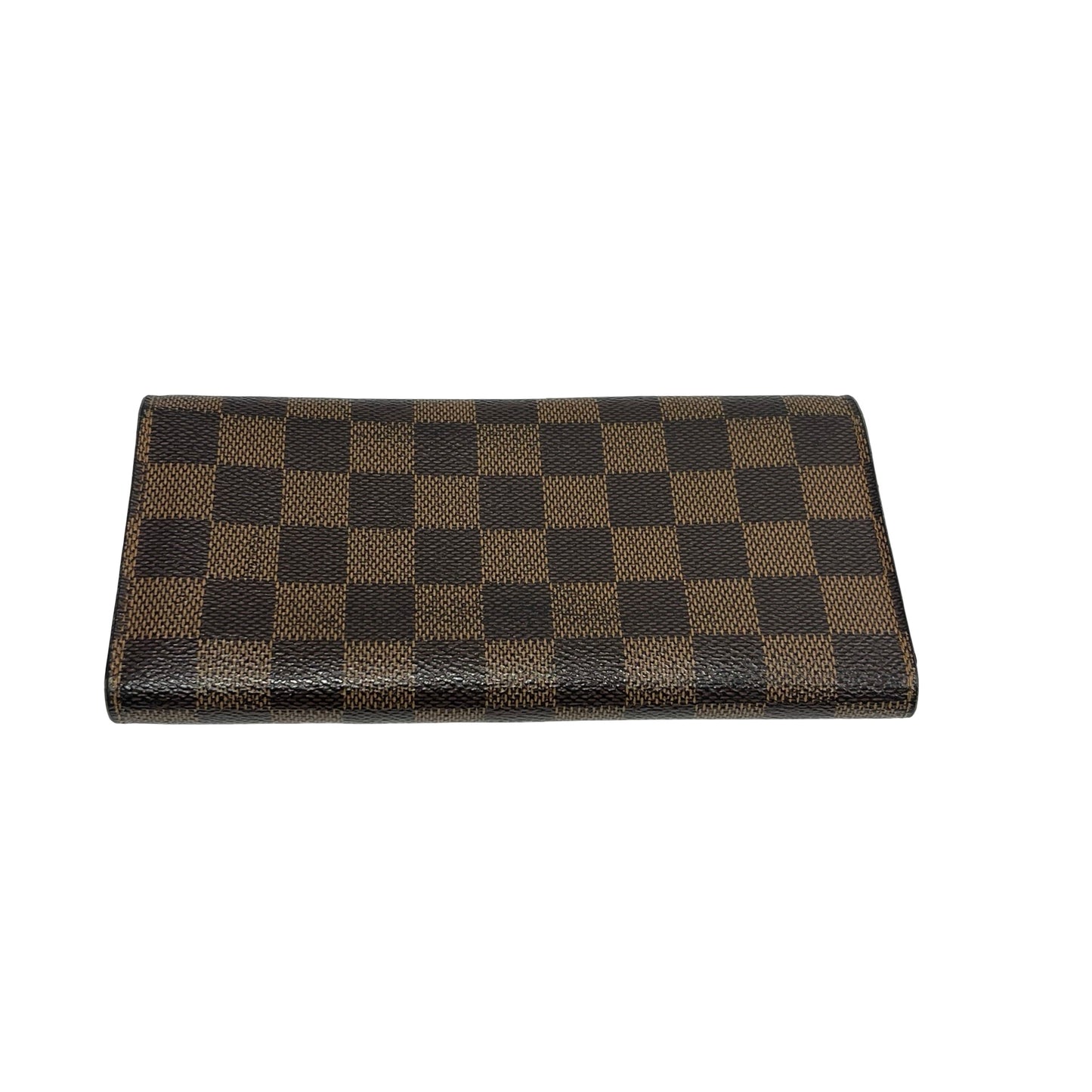 Used LOUIS VUITTON Damier Ebene Portefeuille Emilie Long wallet Brown Red