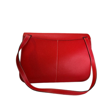 Used HERMES Clemence Halzan Shoulder Bag Red