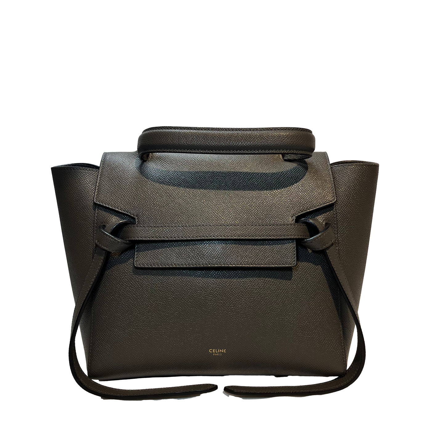 Unused CÉLINE Calfskin Leather Belt Belt Bag Grey GHW