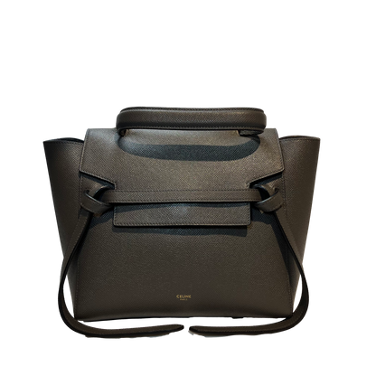 Unused CÉLINE Calfskin Leather Belt Belt Bag Grey GHW
