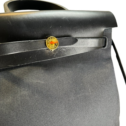 Used HERMES Canvas Leather Herbag A Dos Zip Retourne Backpack Black