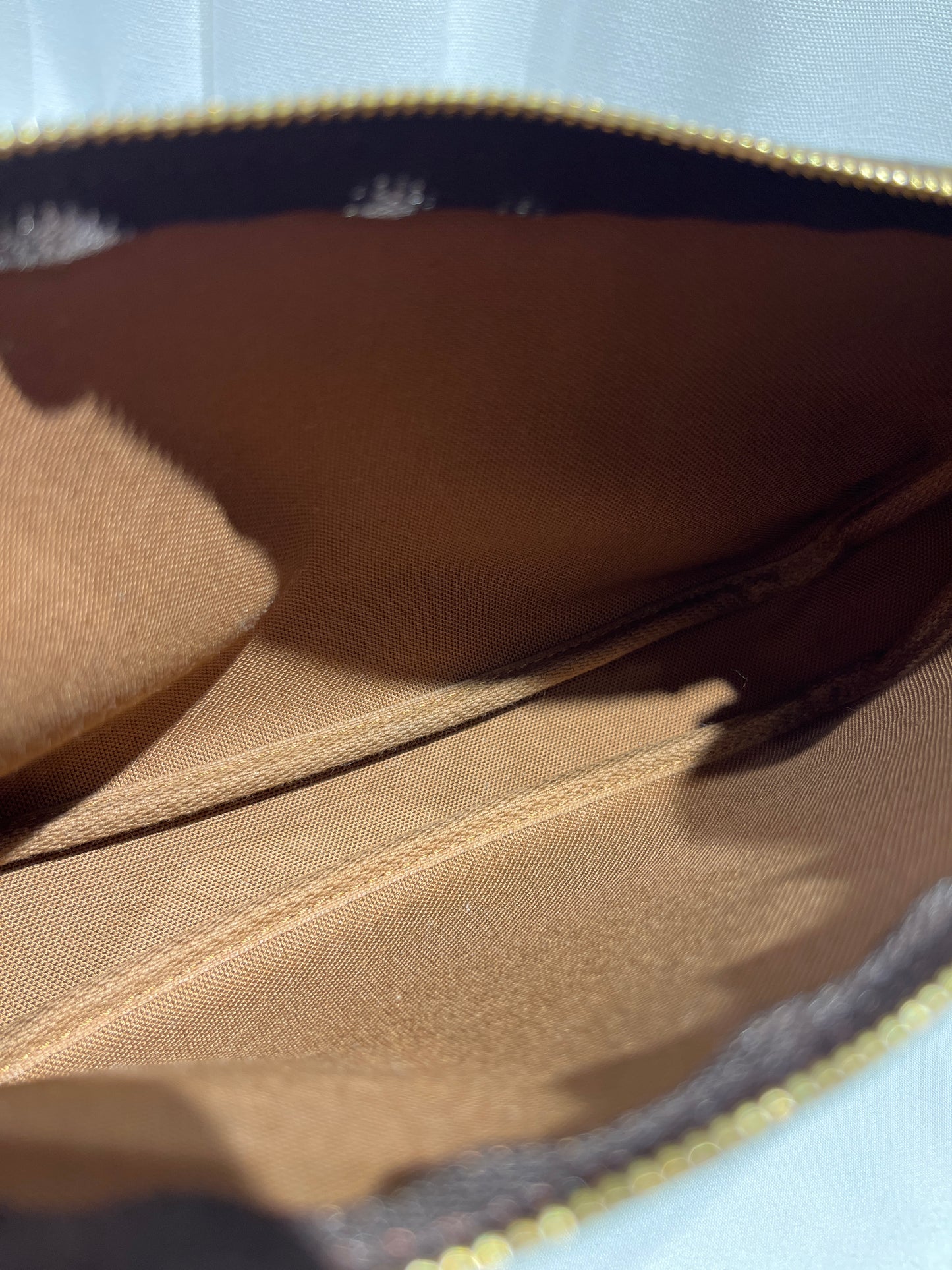 Used Louis Vuitton Canvas Pochette Shoulder Bag GHW Brown