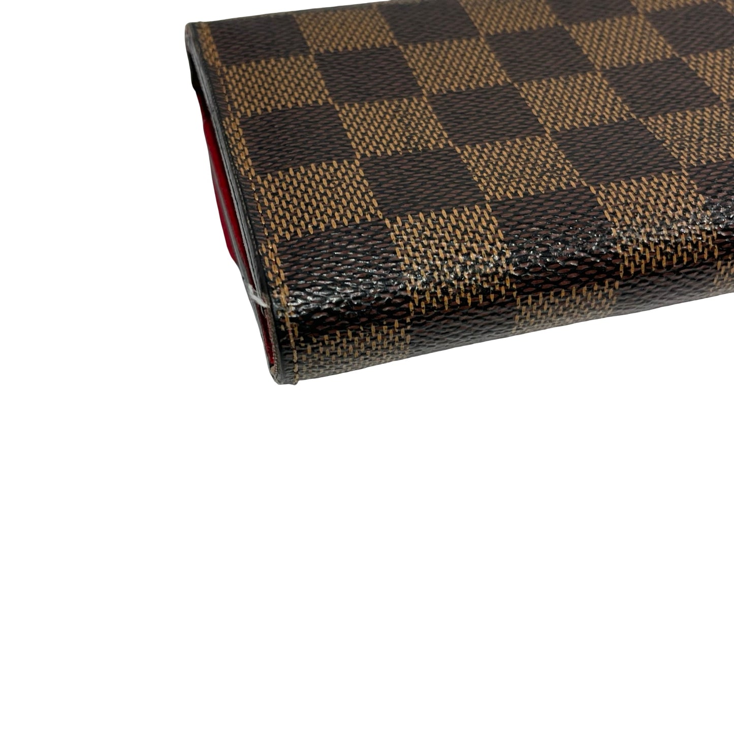 Used LOUIS VUITTON Damier Ebene Portefeuille Emilie Long wallet Brown Red