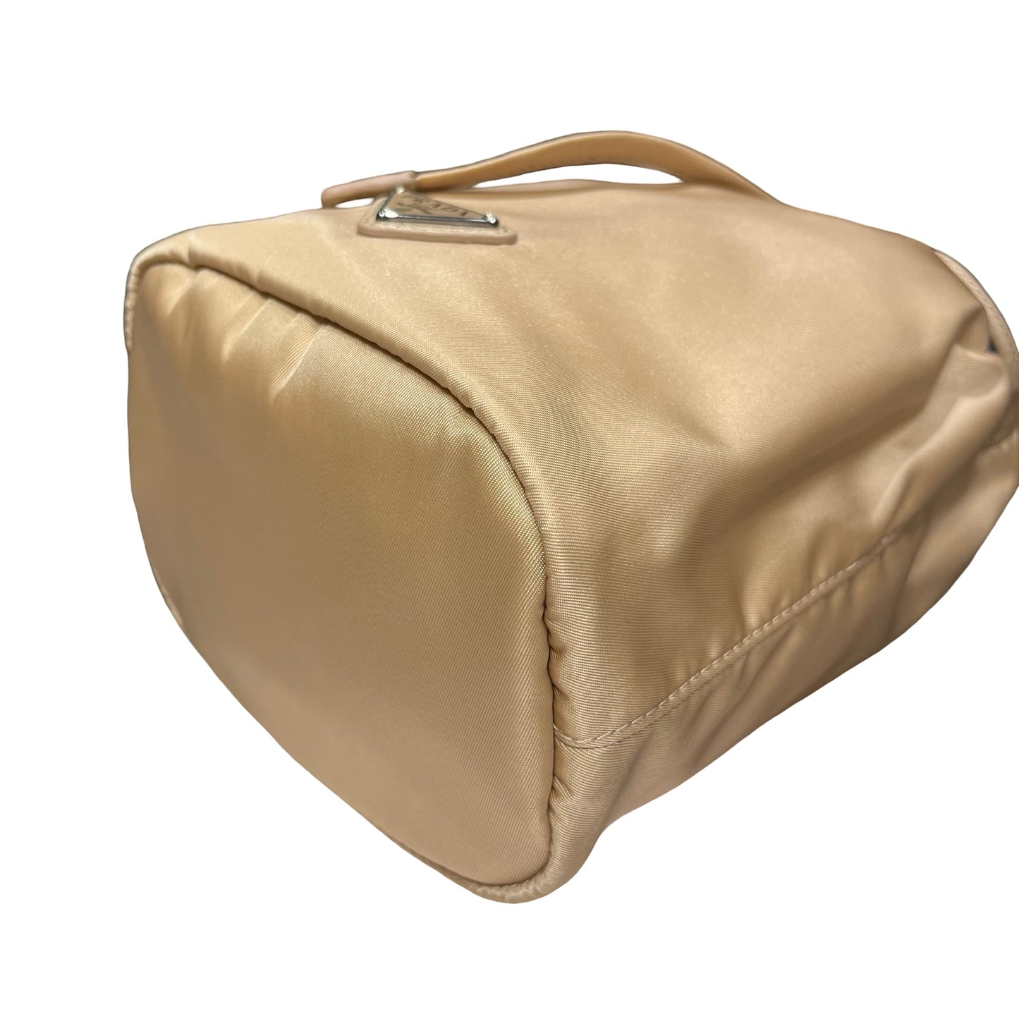 Prada Nylon Bucket Bag Beige with Silver Hardware