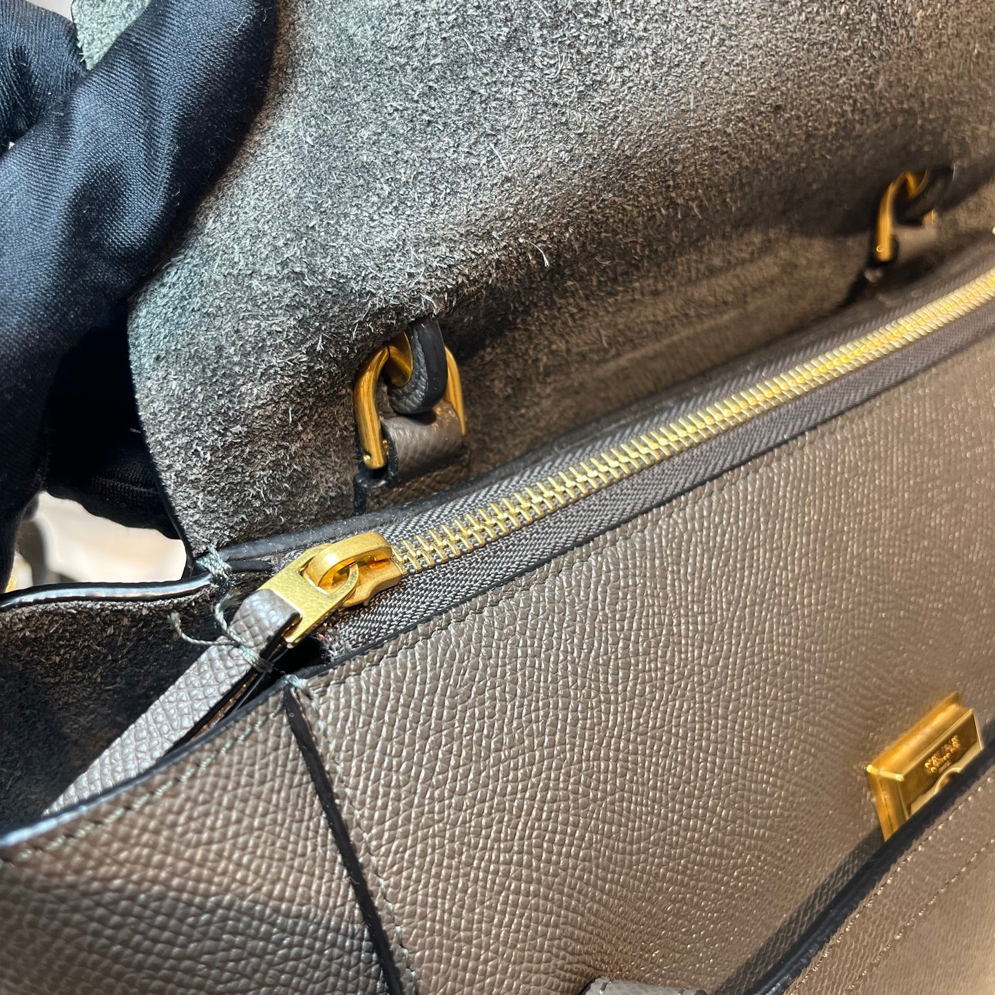Unused CÉLINE Calfskin Leather Belt Belt Bag Grey GHW