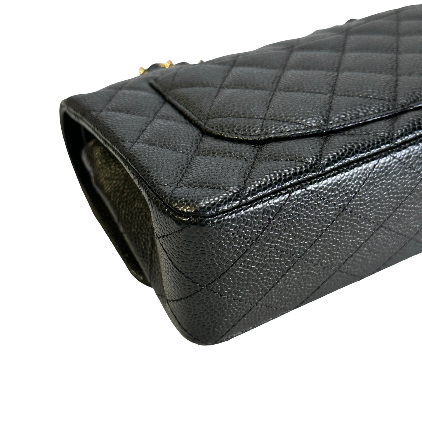 CHANEL Caviar Quilted CF23 Shoulder Bag Black Gold