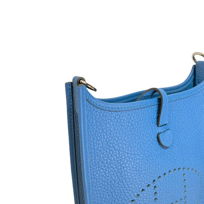 Used HERMES Leather Evelyne Shoulder Bag Blue