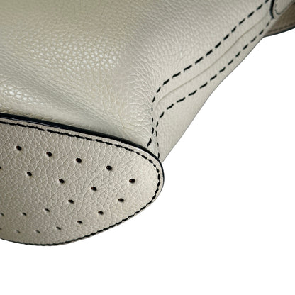 Used DELVAUX Leather Pebbled leather Pin Daily Cross body bag White PHW