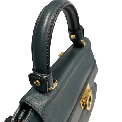 SALVATORE FERRAGAMO Leather Sofia Handbag Dark Green