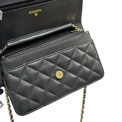 Used CHANEL Caviar Quilted WOC Wallet on chain Black GHW