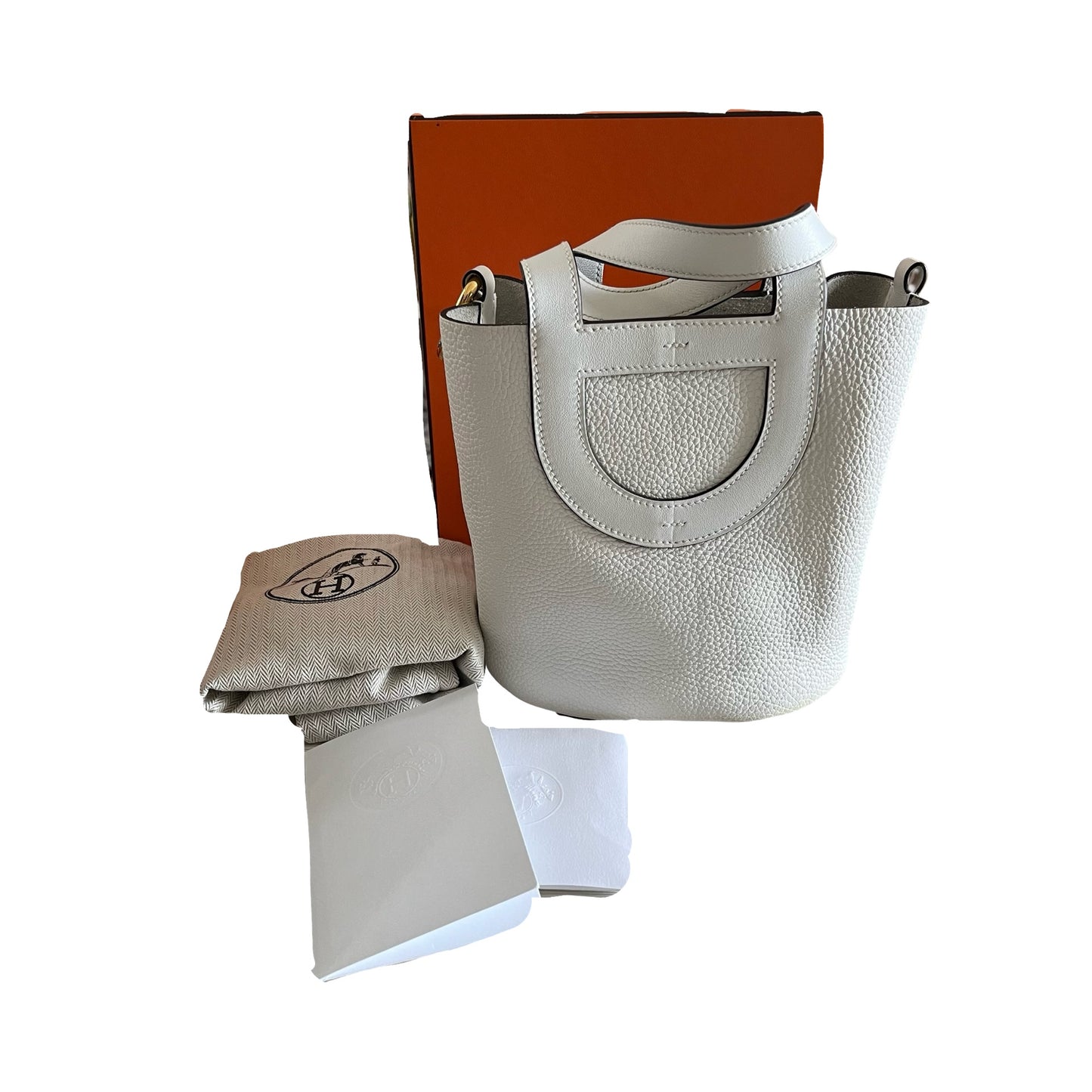 Used HERMES Clemence Swift In The Loop 18 Bucket Bag Nata