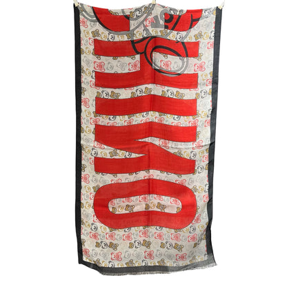 Used MOSCHINO Logo Teddy Thin Scarf Scarf Red White Black