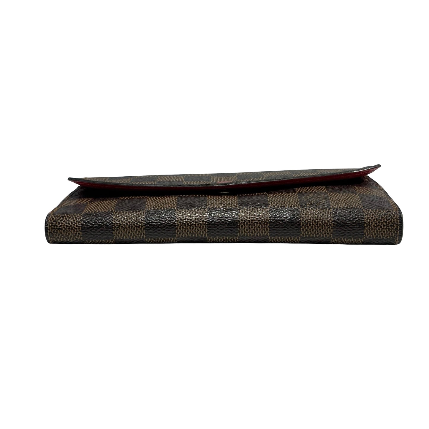 Used LOUIS VUITTON Damier Ebene Portefeuille Emilie Long wallet Brown Red