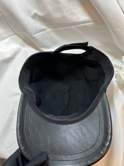 Used Moncler Calfskin Leather Hat Hat Black