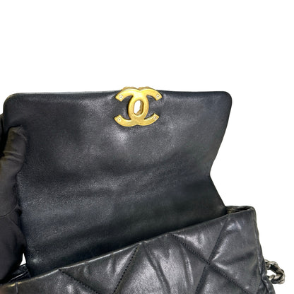 Used CHANEL Quilted Lambskin 19 Bag Shoulder Bag Black GHW