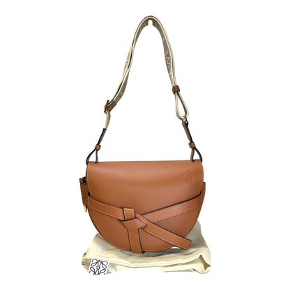 LOEWE Calfskin Leather Gate Cross Body Bag Tan Brown