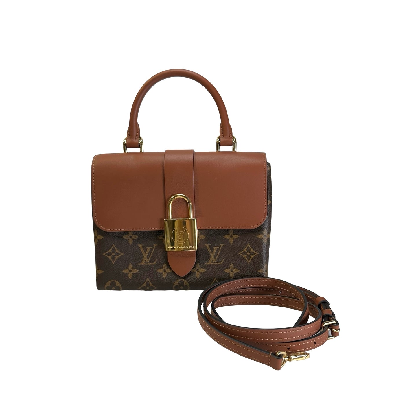 Used LOUIS VUITTON Monogram Locky BB Handbag Brown GHW