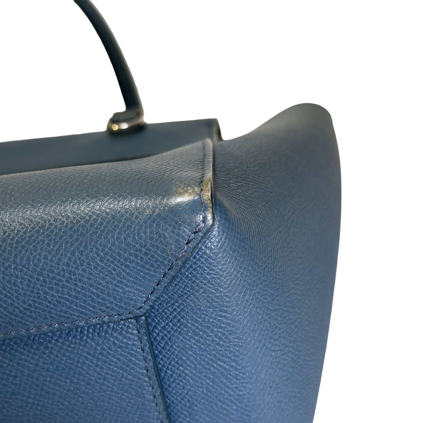Used CELINE Grained Calfskin Nano Belt Bag Shoulder Bag Blue PHW