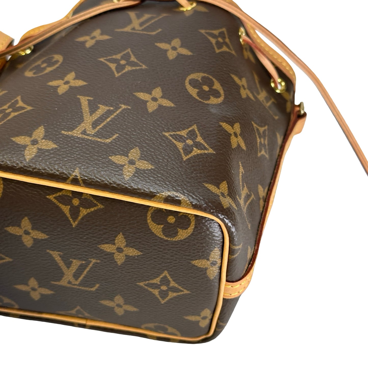 Used LOUIS VUITTON Monogram Canvas Nano Noe Bucket Bag Brown Beige Gold