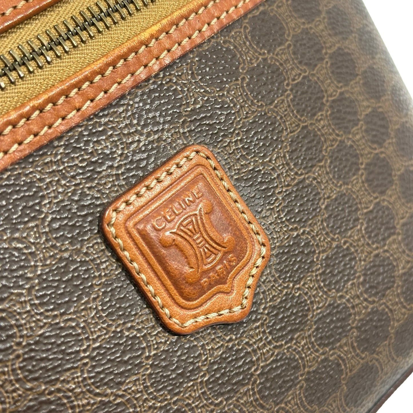 CELINE Macadam Macadam Canvas Bag Handbag Brown