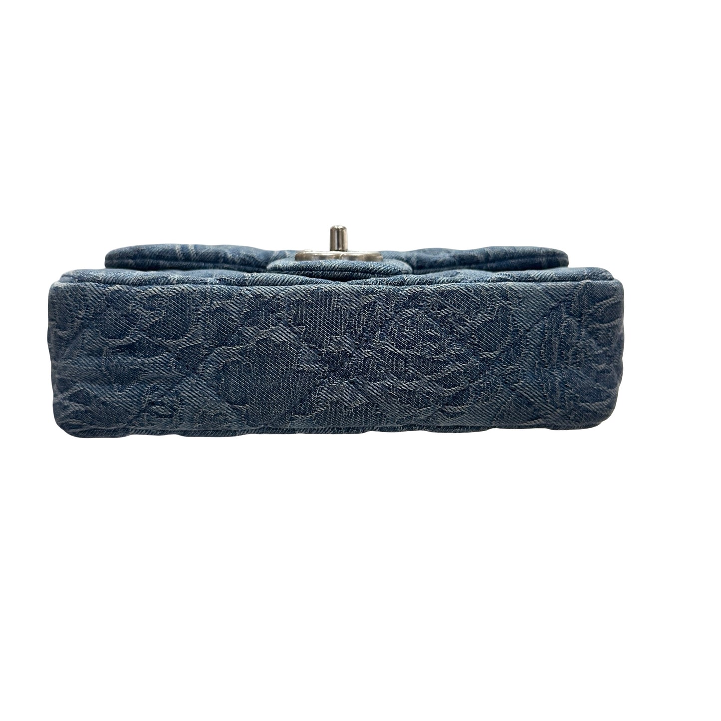 Used CHANEL Denim 23P CAMELIA HEART CRUSH FLAP Cross Body Bag Denim Blue