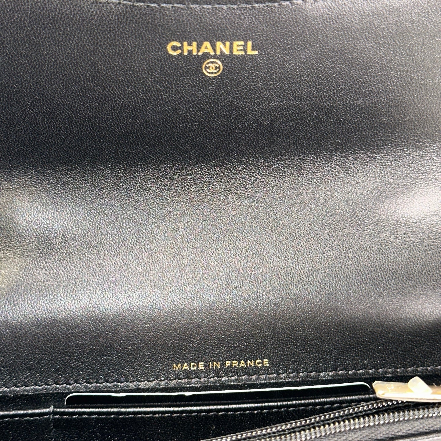 Used CHANEL Quilted Lambskin Phone Holder with Top Handle and Chain Crossbody Bag Black GHW