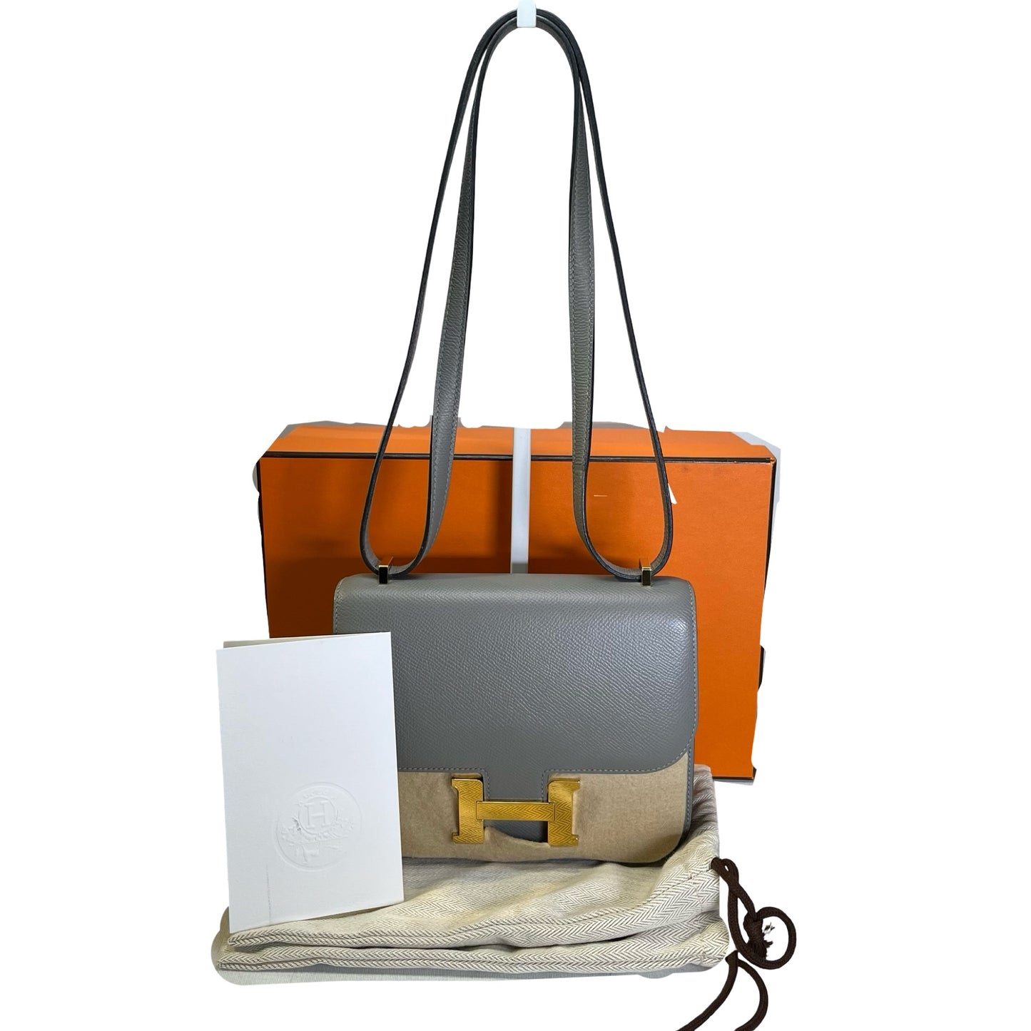 HERMES Epsom Mini Constance Shoulder Bag Grey GHW