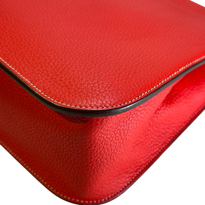 Used HERMES Clemence Halzan Shoulder Bag Red
